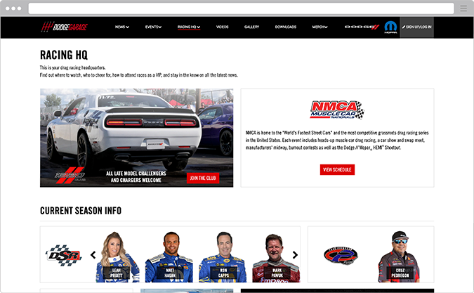 Racing HQ Landing Page