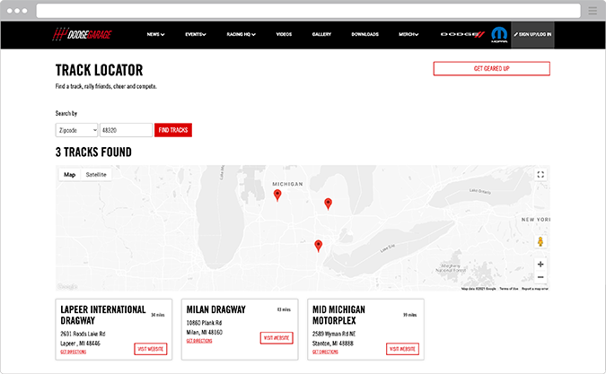 Racing HQ Track Locator Page